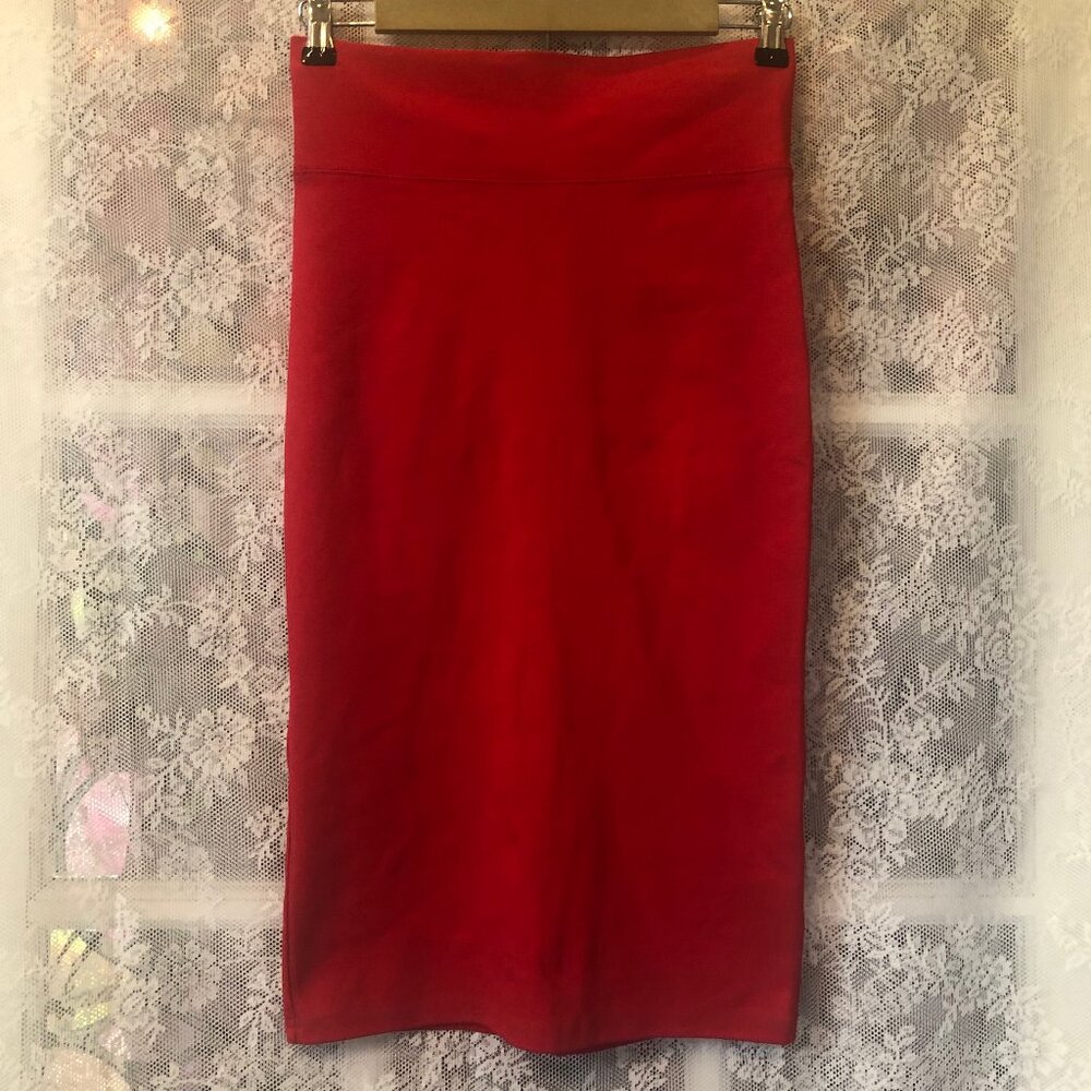 Iris Skirt Small Vibrant Red Stretchy Straight Pencil Fitted Body-con sexy Slit